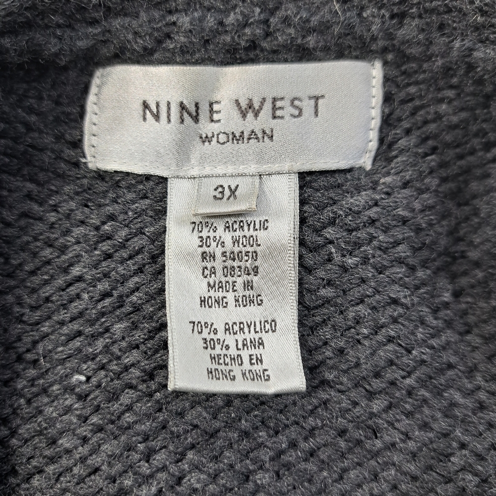 Nine West Women's Faux Pearls Embossed Charcoal Sweater/Cardigan Size 3X - Picture 13 of 15